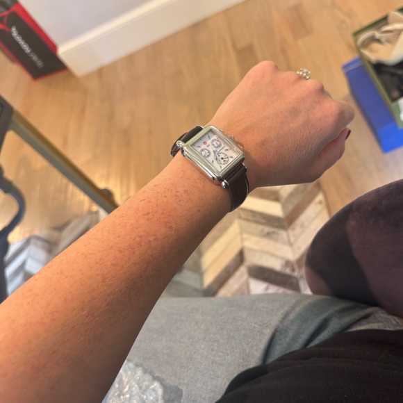 Michele Watch with Black Patent Band (no diamonds) - Picture 3 of 15